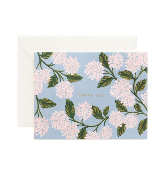Rifle Paper Co - Single Card - Hydrangea Thank You - Handworks Nouveau Paperie