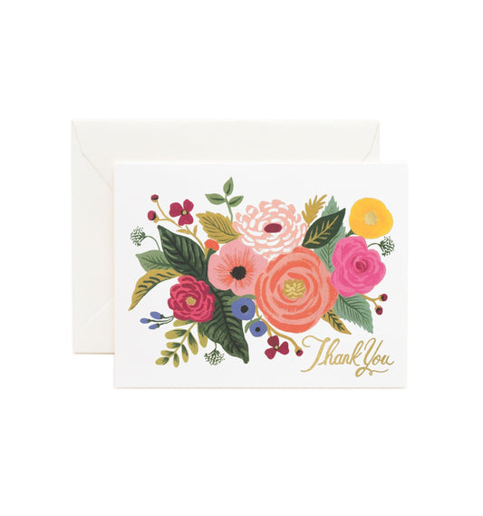 Rifle Paper Co - Single Card - Juliet Rose Thank You - Handworks Nouveau Paperie