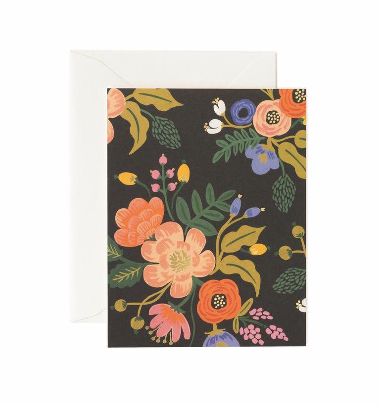 Rifle Paper Co - Single Card - Lively Floral Black - Handworks Nouveau Paperie