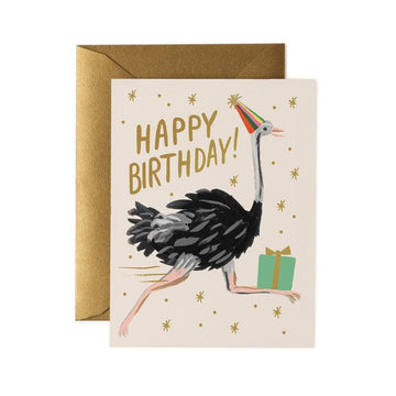 Rifle Paper Co - Single Card - Ostrich Birthday - Handworks Nouveau Paperie
