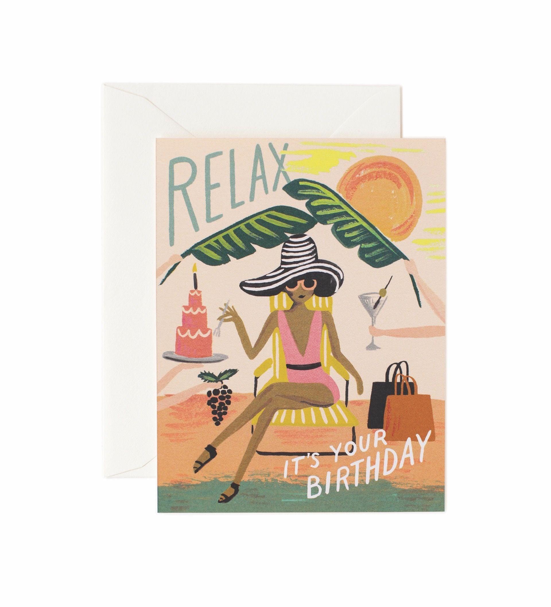 Rifle Paper Co - Single Card - Relax Birthday - Handworks Nouveau Paperie
