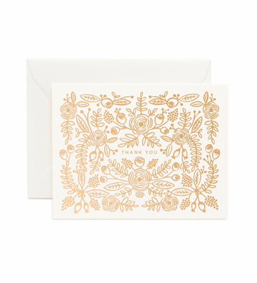 Rifle Paper Co - Single Card - Rose Gold Thank you - Handworks Nouveau Paperie