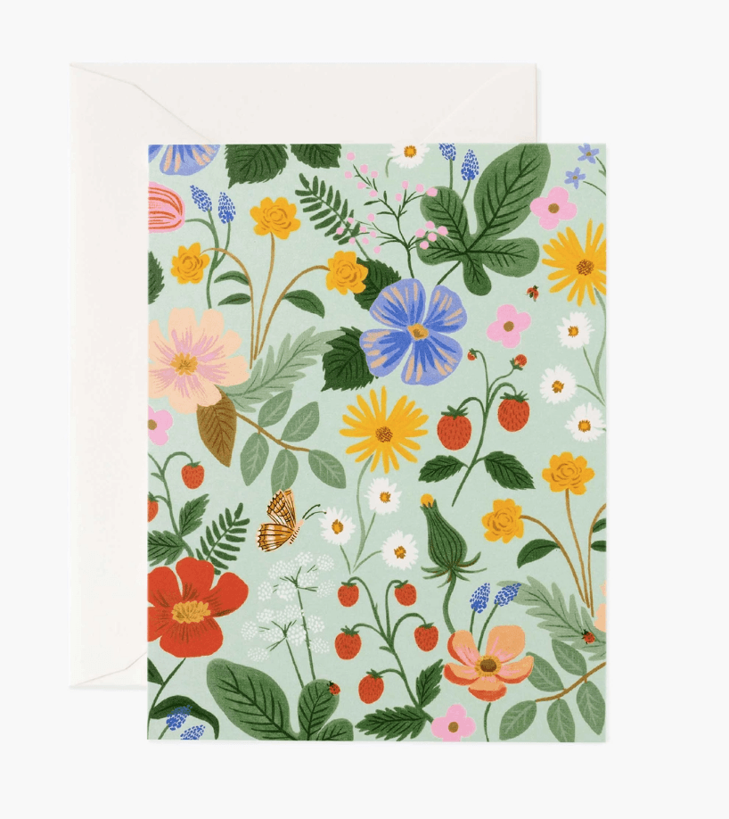 Rifle Paper Co - Single Card - Strawberry Fields Mint - Handworks Nouveau Paperie