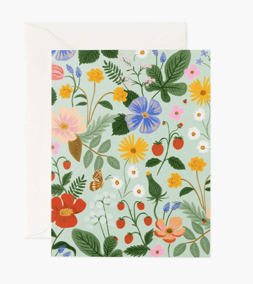 Rifle Paper Co - Single Card - Strawberry Fields Mint - Handworks Nouveau Paperie