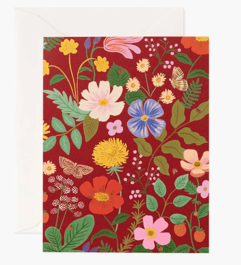 Rifle Paper Co - Single Card - Strawberry Fields Red - Handworks Nouveau Paperie