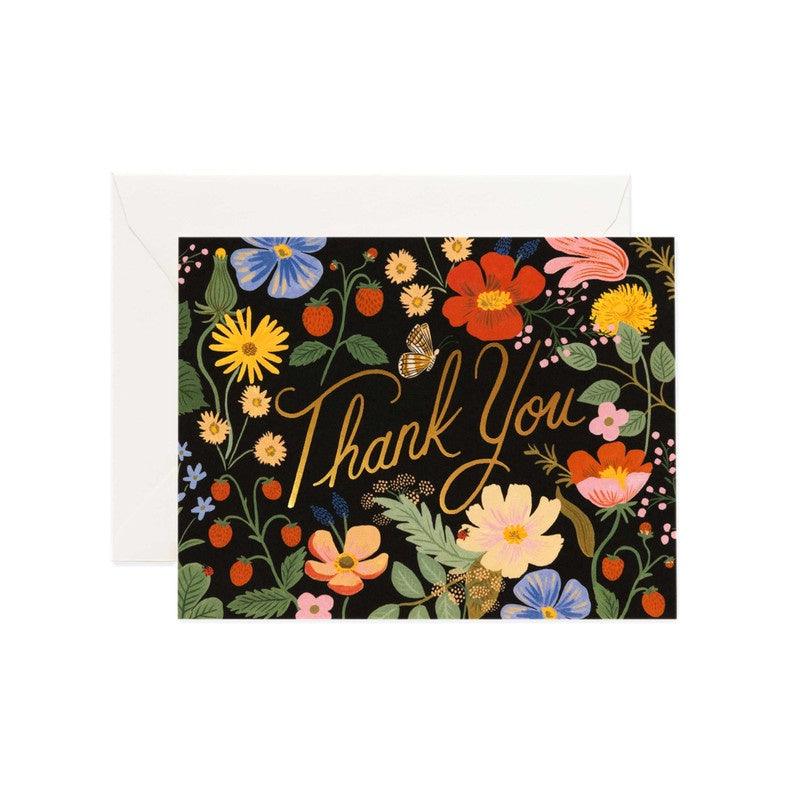 Rifle Paper Co - Single Card - Strawberry Fields Thank You - Handworks Nouveau Paperie