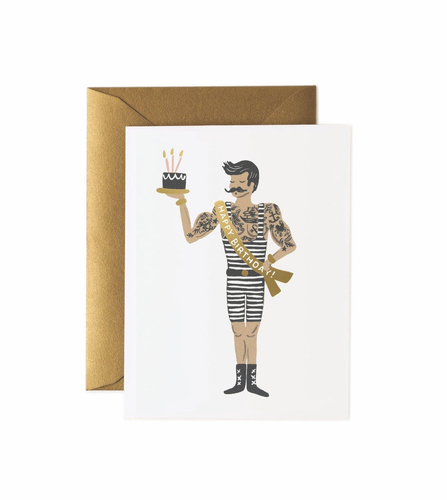 Rifle Paper Co - Single Card - Strongman Birthday - Handworks Nouveau Paperie