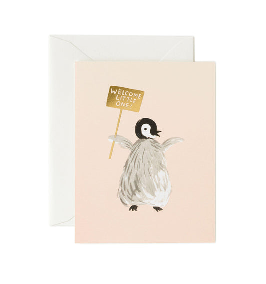 Rifle Paper Co - Single Card - Welcome Penguin - Handworks Nouveau Paperie