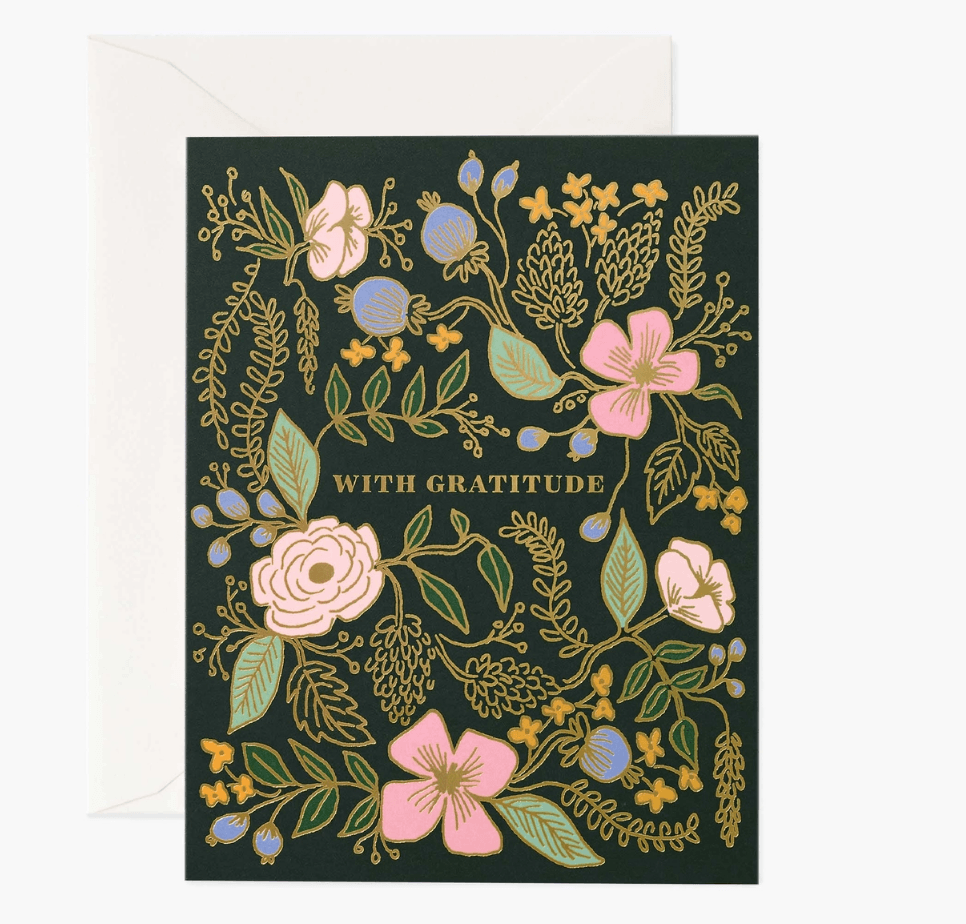 Rifle Paper Co - Single Card - With Gratitude - Handworks Nouveau Paperie