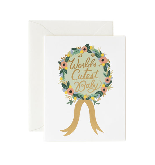Rifle Paper Co - Single Card - World's Cutest Baby - Handworks Nouveau Paperie