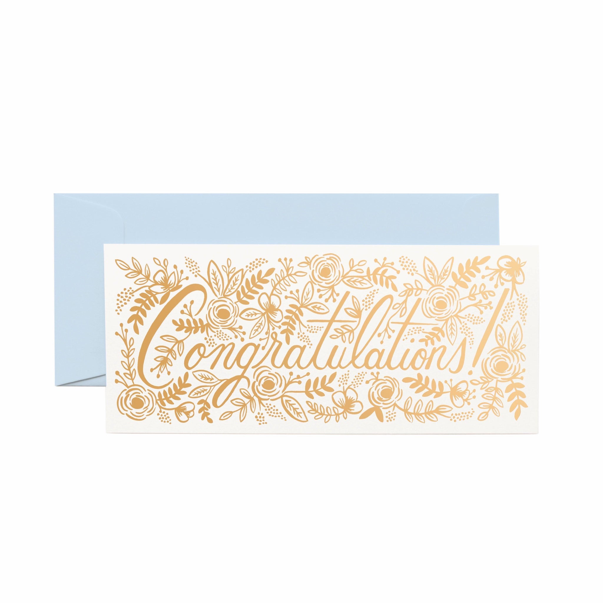 Rifle Paper Co - Single Long Card - Champagne Floral Congrats No. 10 - Handworks Nouveau Paperie