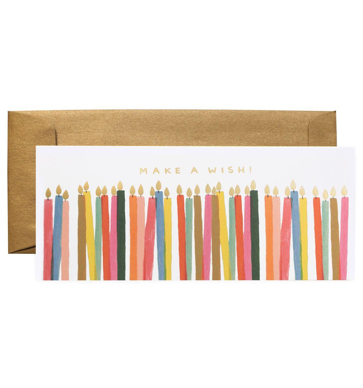 Rifle Paper Co - Single Long Card - Make A Wish Candles - Handworks Nouveau Paperie