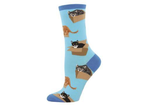 Socksmith Ladies Socks Cat in a box - Azure - Handworks Nouveau Paperie