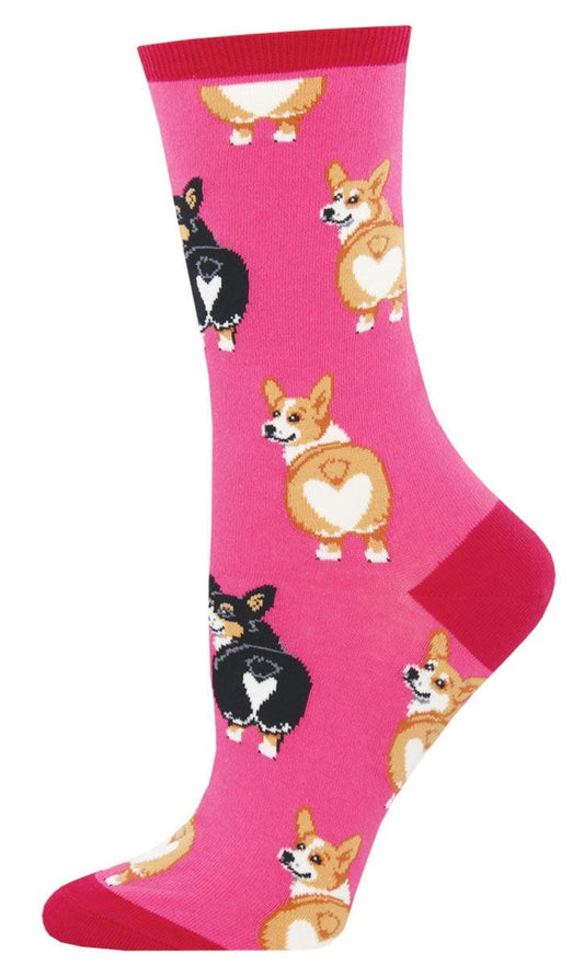 Socksmith Ladies Socks – Corgi Butt Pink - Handworks Nouveau Paperie