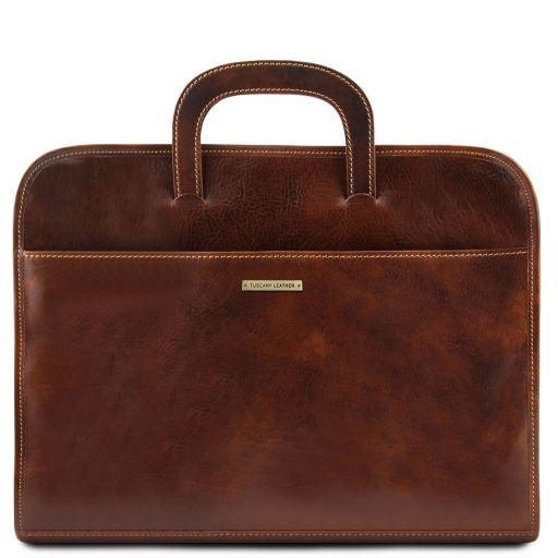 Sorrento Document Leather Briefcase - Brown - Handworks Nouveau Paperie
