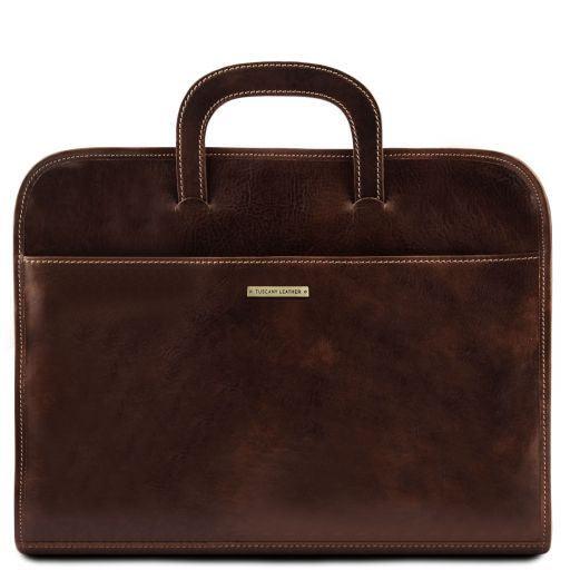 Sorrento Document Leather Briefcase - Dark Brown - Handworks Nouveau Paperie