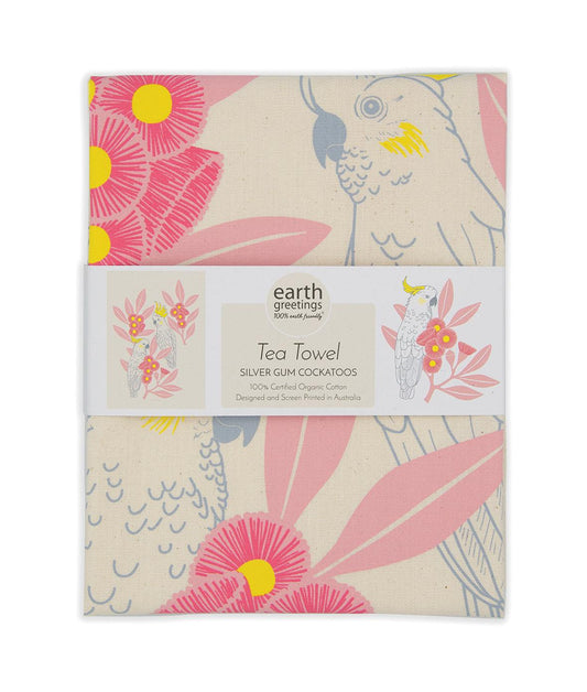Tea Towel - Silver Gum Cockatoos - Handworks Nouveau Paperie