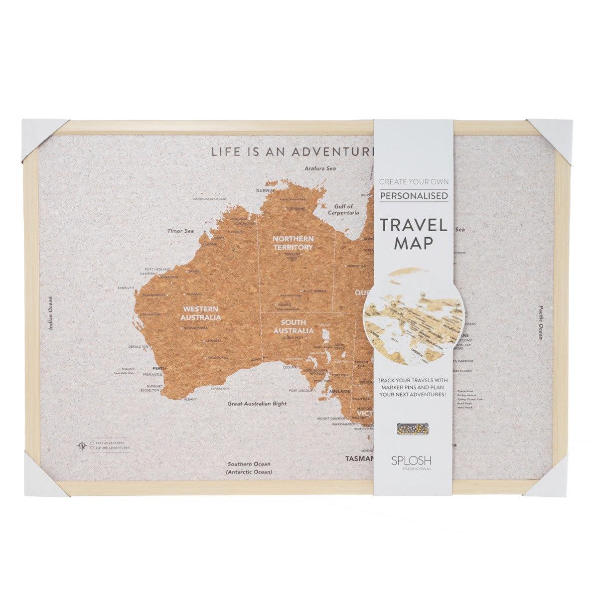 Travel Board Australia Map Large - Handworks Nouveau Paperie