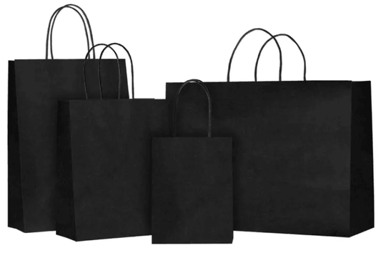 Twisted Handle Gift Bag - Black - Handworks Nouveau Paperie