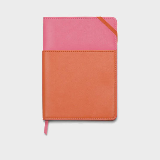 Vegan Leather Pocket Journal - Pink + Chili - Handworks Nouveau Paperie