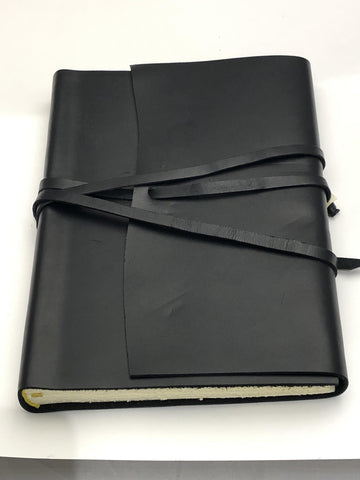 Wrap Leather Journal Medioevalis Black Large - Handworks Nouveau Paperie